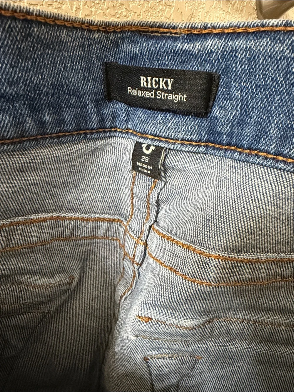 True Religion Distressed Light Blue Denim Shorts